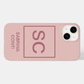 Coques Case-Mate iPhone Rose or couleur professionnelle simple nom monogra (Verso (horizontal))