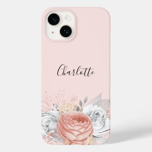 Coques Case-Mate iPhone Rose or rose rousse argenté nom élégant (Verso)