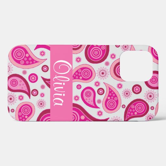 Coques Case-Mate iPhone Rose Paisley Nom Girly (Verso (horizontal))
