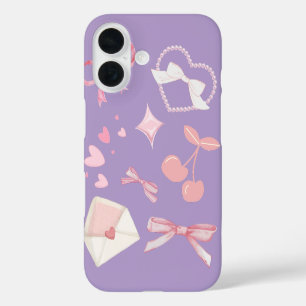 Coques iPhone 16 Rose Pâle Féminin Lilas - Esthétique Féminine Mign