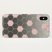 Coques Case-Mate iPhone Rose Pâle Gris & Or Hexagone Moderne Glamour (Dos (Horizontal))