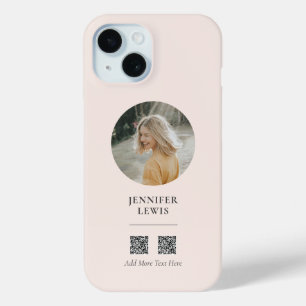Coque Pour iPhone 15 Rose Pâle Moderne Photo Réseaux Sociaux Entreprise