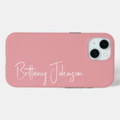 Coques Case-Mate iPhone Rose Pâle Monogrammé (Verso (horizontal))