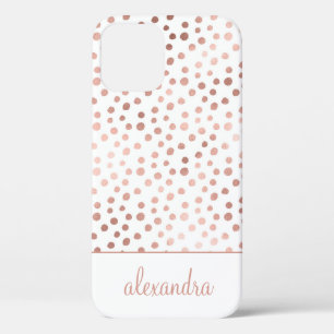 Case-Mate iPhone Case Rose pâle - Rose Gold Polka Point Motif Monogramme