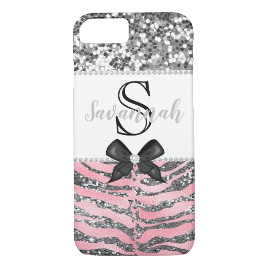 Coques Case-Mate iPhone Rose Parties scintillant argent Élégant Ballotin (Dos)