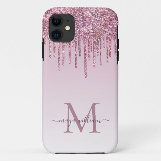 Coques Case-Mate iPhone Rose Parties scintillant Lecteurs Monogramme Perso (Dos)
