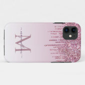 Coques Case-Mate iPhone Rose Parties scintillant Lecteurs Monogramme Perso (Dos (Horizontal))