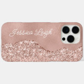 Coques Case-Mate iPhone Rose Parties scintillant or Bordure Nom du monogra (Verso (horizontal))