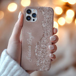 Coques iPhone 16 Pro Max Rose Parties scintillant or Bordure Nom du monogra<br><div class="desc">Super mignon étui téléphonique avec parties scintillant et brillant étincelles!</div>