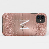 Coques Case-Mate iPhone Rose Parties scintillant or brossé métal Monogramm (Dos (Horizontal))