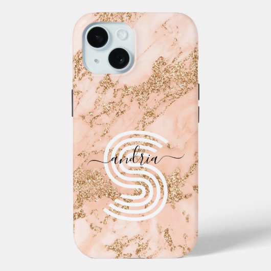 Coques Case-Mate iPhone Rose Parties scintillant or Marbre Personnaliser l (Verso)