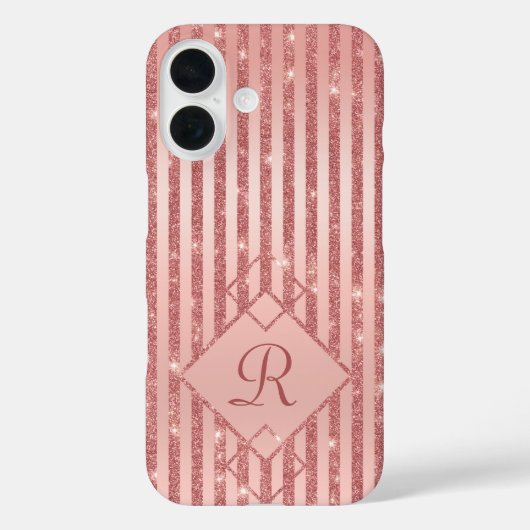 Coques Case-Mate iPhone Rose Parties scintillant or rayures glam Monogramm (Verso)