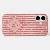 Coques Case-Mate iPhone Rose Parties scintillant or rayures glam Monogramm (Verso (horizontal))