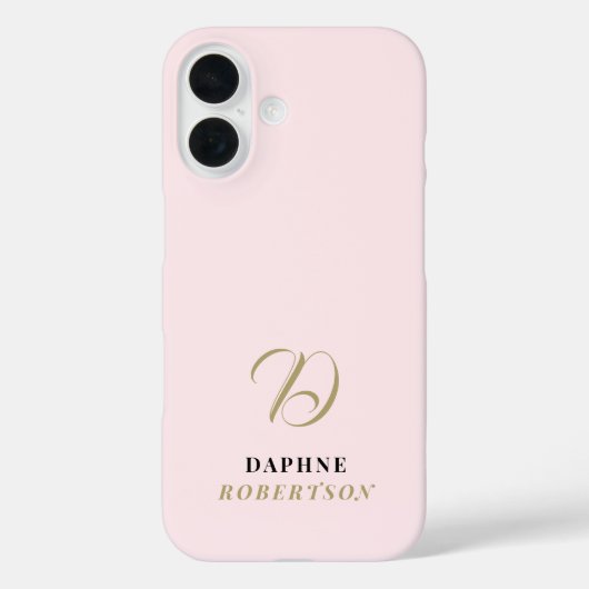 Coques Case-Mate iPhone Rose pastel Monogramme Or Initial Noir Élégant Chi (Verso)