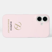 Coques Case-Mate iPhone Rose pastel Monogramme Or Initial Noir Élégant Chi (Verso (horizontal))