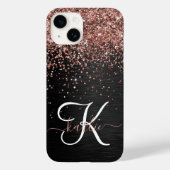 Coques Case-Mate iPhone Rose personnalisé Parties scintillant or noir Étin (Verso)