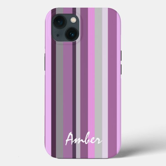 Coques Case-Mate iPhone Rose Personnalisé Rayé Vertical Gris (Verso)