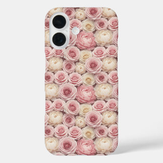 Coques iPhone 16 Rose & Pivoine pastel 3D hyper-réaliste