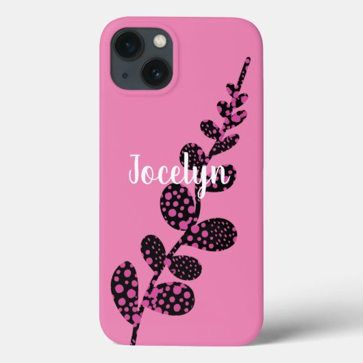 Coques Case-Mate iPhone rose pois rose feuilles ajouter votre propre texte (Verso)