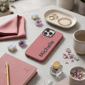 Coques Case-Mate iPhone Rose Poussiéreuse Pastel Moderne Esthétique Nom Pe