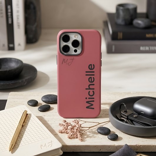 Coques Case-Mate iPhone Rose Poussiéreuse Pastel Moderne Esthétique Nom Pe