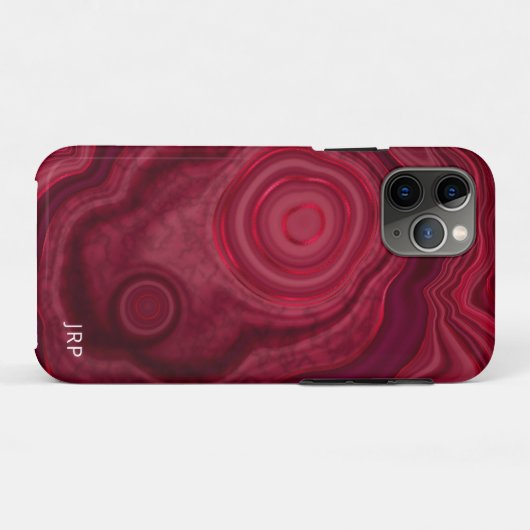 Coques Case-Mate iPhone Rose profond Abstrait Agate Motif avec Monogramme (Dos (Horizontal))
