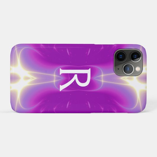 COQUES Case-Mate iPhone ROSE PURPLE FUCHSIA FRACTAL VAGUES LUMIÈRES MONOGR (Dos (Horizontal))
