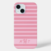 Coques Case-Mate iPhone Rose rayé monogramme personnalisé (Verso)