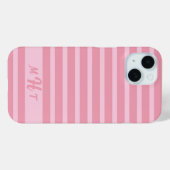 Coques Case-Mate iPhone Rose rayé monogramme personnalisé (Verso (horizontal))