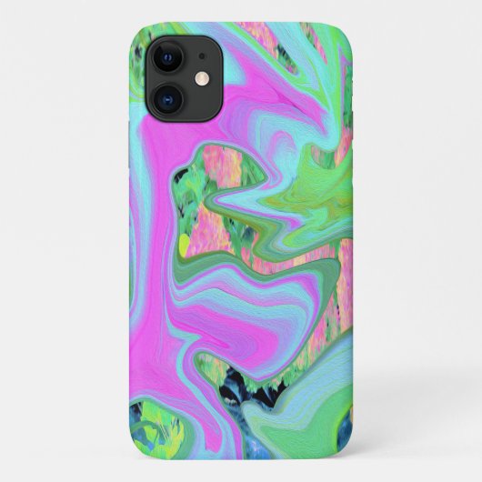 Coques Case-Mate iPhone Rose Rétro et Art Liquide Bleu Clair sur Hydrangea (Dos)