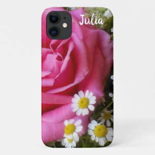 Case-Mate iPhone Case Rose rose chaud et marguerites blanches Photo
