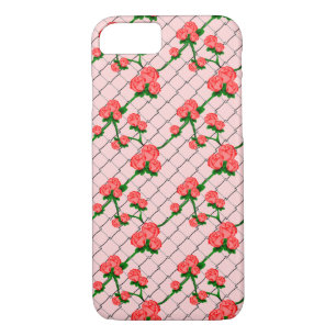 Coque iPhone 7 Rose Rose Escalade Chaîne Lien Clôture sans joint
