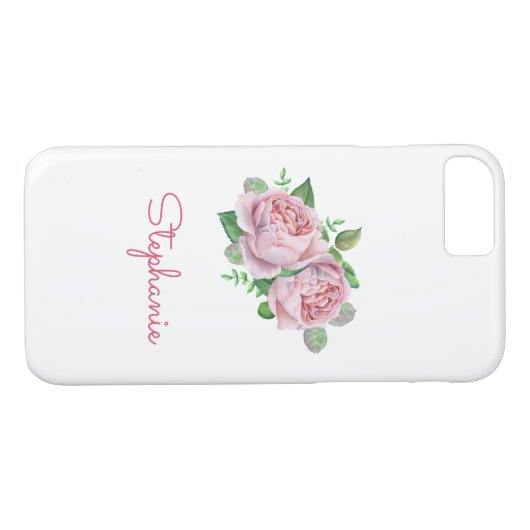 Coques Case-Mate iPhone Rose rose jolie aquarelle (Dos (Horizontal))