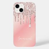 Coques Case-Mate iPhone Rose rose nom or gouttes (Verso)