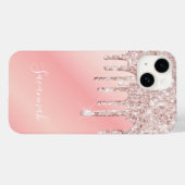 Coques Case-Mate iPhone Rose rose nom or gouttes (Verso (horizontal))