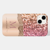 Coques Case-Mate iPhone Rose Rose Or - Initiales de Parties scintillant Mo (Verso (horizontal))