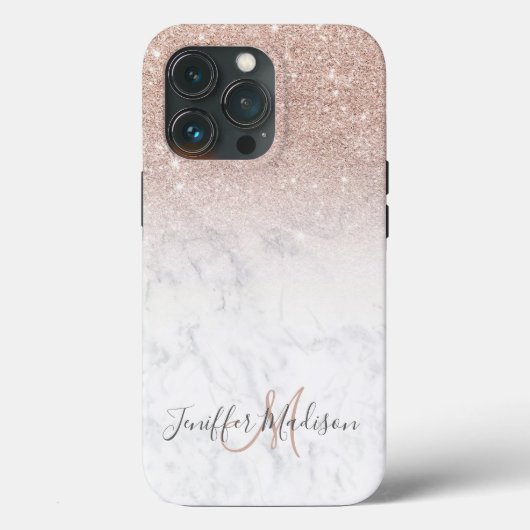 Coques Case-Mate iPhone Rose rose rose or parties scintillant marbre blanc (Verso)