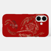 Coques Case-Mate iPhone rose rouge abstrait feuille d'or (Verso (horizontal))