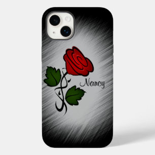 Coque Pour iPhone 14 Plus Rose Rouge avec Nom