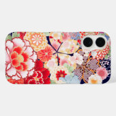 Coques Case-Mate iPhone ROSE ROUGE BLANC FLEURS pivoines, Floral japonais  (Verso (horizontal))