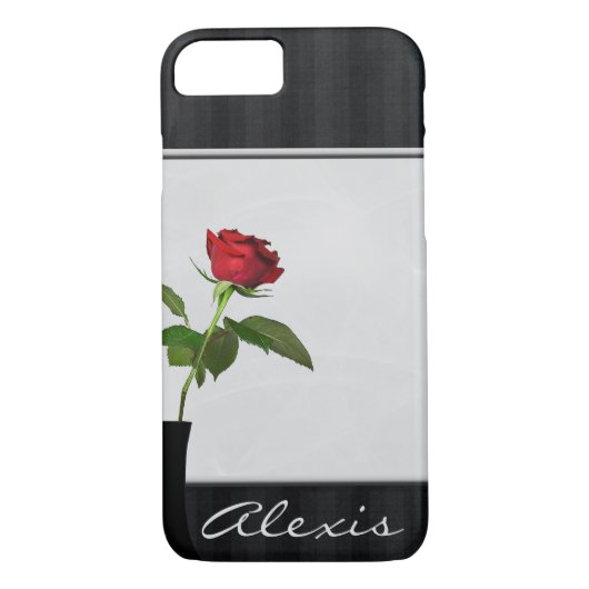 Coques Case-Mate iPhone rose rouge dans le vase noir (Dos)