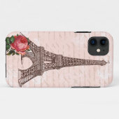 Coques Case-Mate iPhone Rose rouge de la Tour Eiffel et écriture de scénar (Dos (Horizontal))