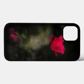 Coques Case-Mate iPhone Rose rouge et fumée blanche. Monogramme. (Verso (horizontal))