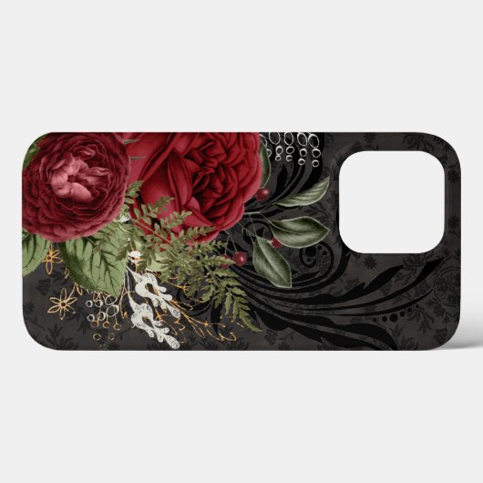 Coques Case-Mate iPhone Rose rouge et noir d'inspiration gothique (Verso (horizontal))