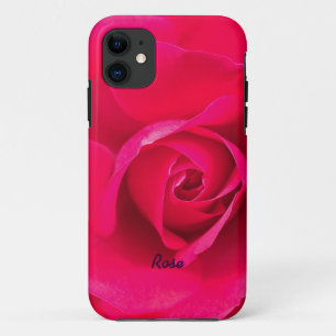 Coques Pour iPhone Rose rouge romantique personnalisée v2