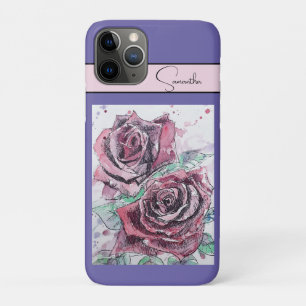 Case-Mate iPhone Case Rose rouge Roses Fleur Aquarelle Florale Art pourp