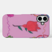 Coques Case-Mate iPhone Rose rouge sur rose : Art Floral Frontière Imprime (Verso (horizontal))