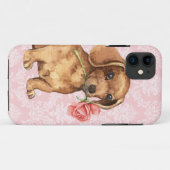 Coques Case-Mate iPhone Rose Valentin Dachshund (Dos (Horizontal))