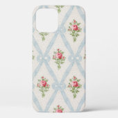 Coques Case-Mate iPhone Rose Victorian Roses w/Blue Ribbon Lattice (Verso)