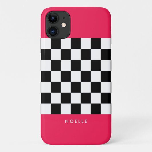 Coques Case-Mate iPhone Rose vif et damier (Dos)